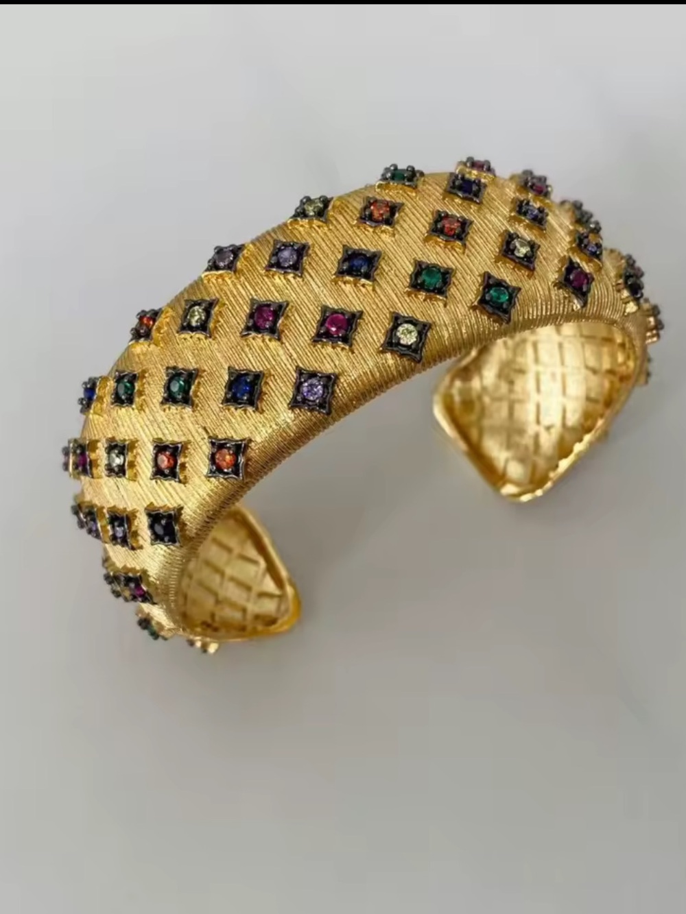 Adina Eden Gold-Tone Multi-Gem Pavé Cuff Bracelet adjustable NWT